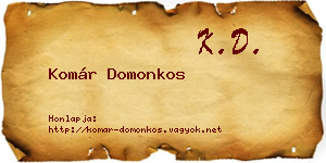 Komár Domonkos névjegykártya